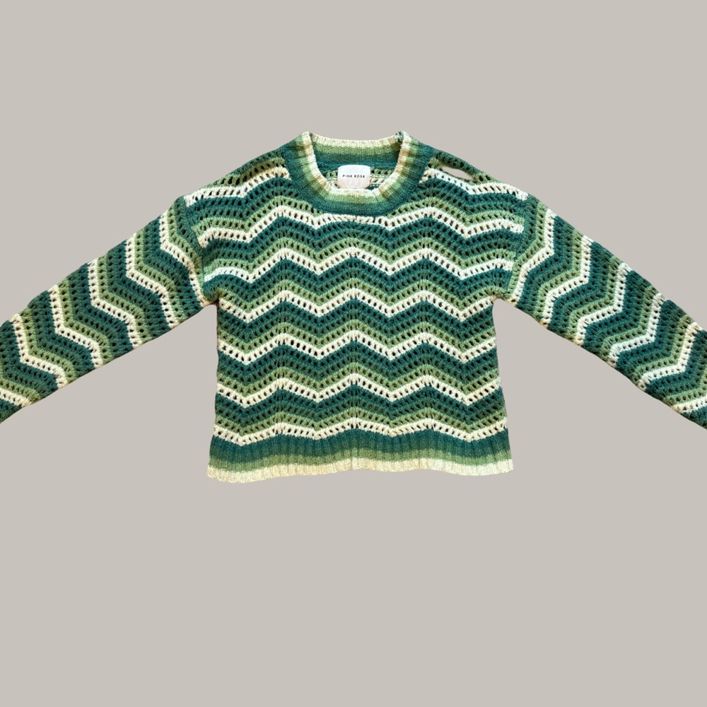Green Chevron Pattern Sweater